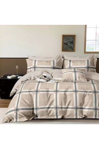 Ralex Double Bed Linen Percale Printed Cotton 100%, 4 Pieces, Sheet 240 x 260 cm, Duvet 200 x 230 cm, 2 Pi