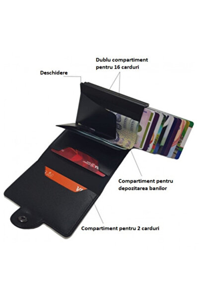 iUni P3 Double RFID Wallet, 16 cards, Brown