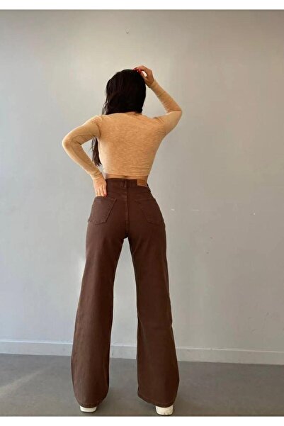 OurStyles New Season High Belt Wi̇de Leg Palazzo Women's Jean Pants