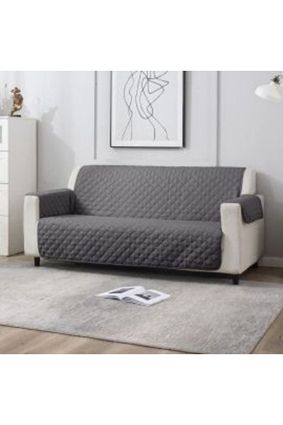 Ralex 3-Seater Sofa Cover Quilted Reversible 190 x 177 cm with Sides, Grey