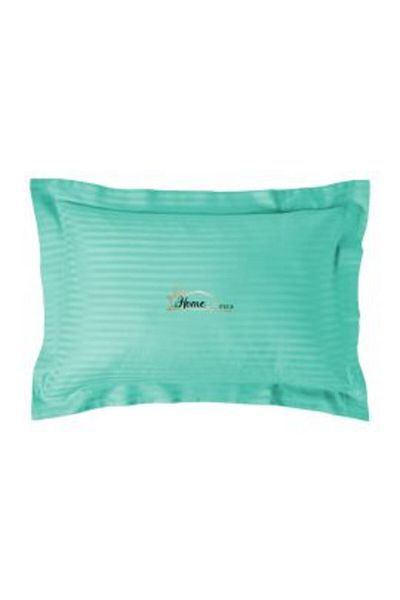 HomePuls Pillowcase Damask Polycotton 1 cm Stripe, 50 x 70 cm with 3.5 cm Hem Border, Light Turquoise