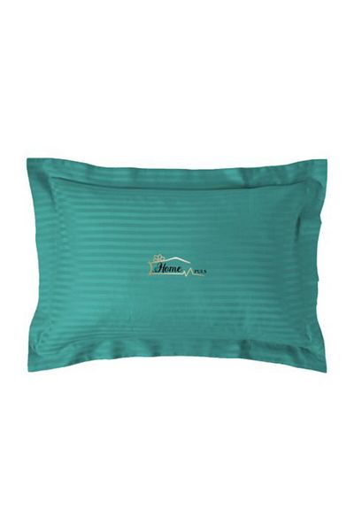 HomePuls Pillowcase Damask Polycotton Stripe 1 cm, 50 x 70 cm with 3.5 cm Edge, Turquoise