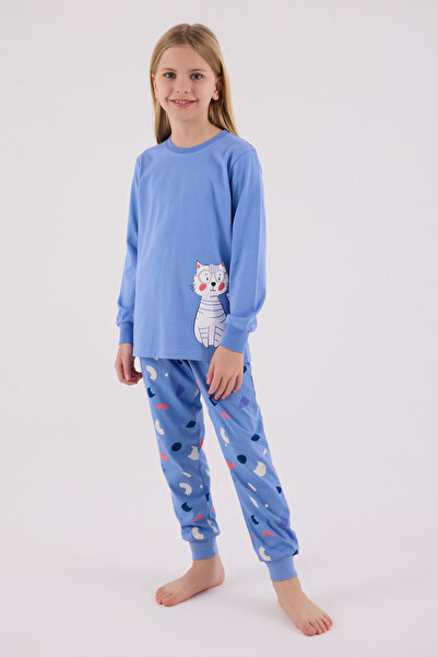 Rolypoly Kız Çocuk Mavi Pijama Takımı