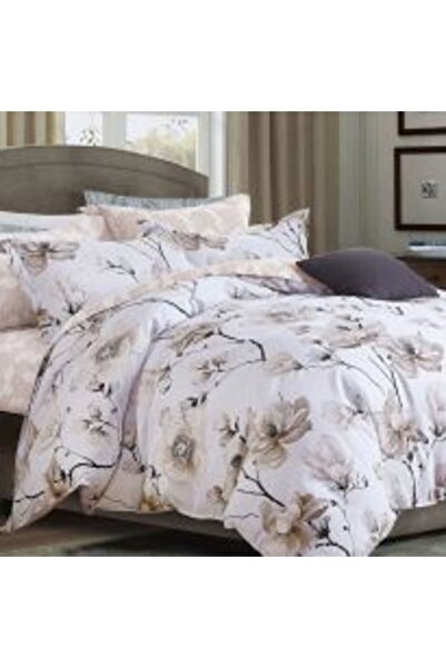 Ralex King Size Bed Linen Set Percale Printed 100% Cotton 6 Pieces - Elegant Brown, Pucioasa