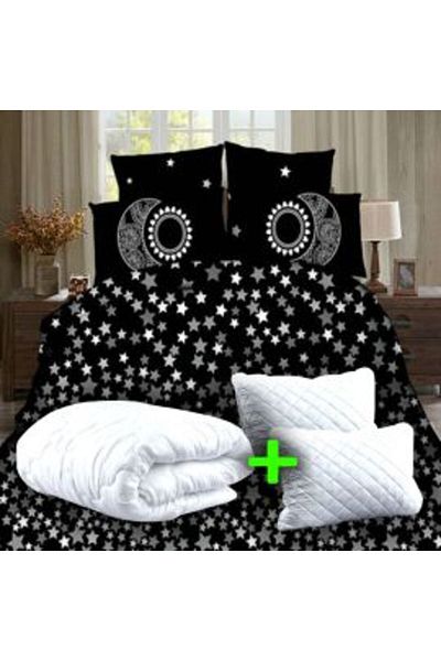 Ralex Economic Package Double Bed Linen Digital Print 3D + 2 Quilted Pillows 50 x 70 cm + Quilt 200 x 215