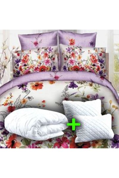 Ralex Economic Bedding Set Double Bed Digital Print 3D + 2 Quilted Pillows 50 x 70 cm + Quilt 200 x 215 cm