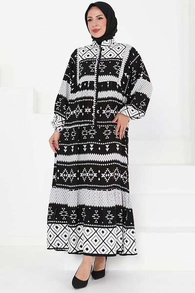 TOFİSA Button Detailed Dress Black - 27396