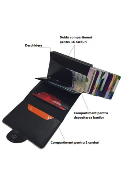 iUni P3 Double RFID Wallet, 16 cards, Red