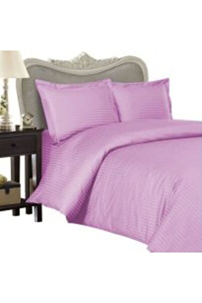 HomePuls Double Bed Linen Set with 2 Quilt Sheets 140 x 220 cm Damask Polycotton Stripe 1 cm, Bed Sheet 230 x