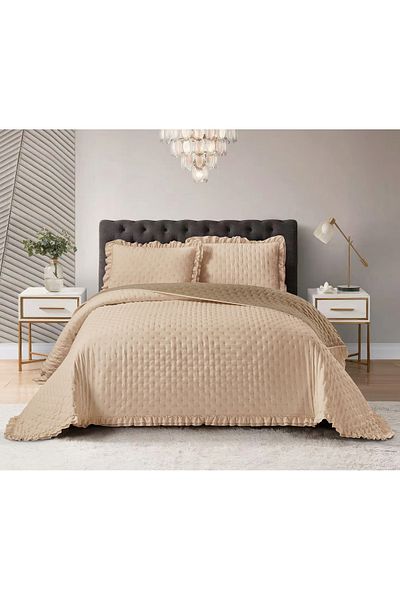 Naturel Collection Double Sided Ruffle Bedspread Set 240X260Cm