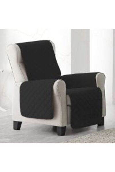 Ralex Sofa Cover for 3-Seater, Quilted, Reversible, Black, 190 x 177 cm