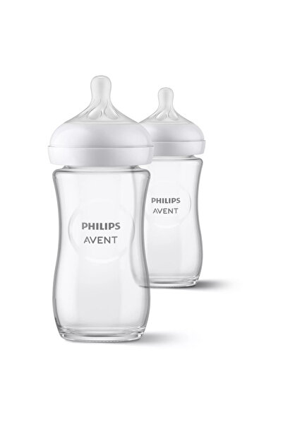 Philips Avent Biberon anticolici, Philips Avent, Din sticla, Response, 240 ml, 1 luni+, 2 bucati, Alb
