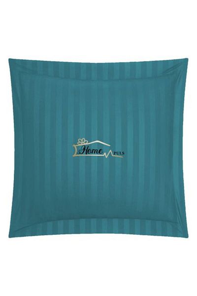 HomePuls Pillowcase Damask Cotton 100%, 1 cm stripe, 70 x 70 cm with 3.5 cm border, Turquoise