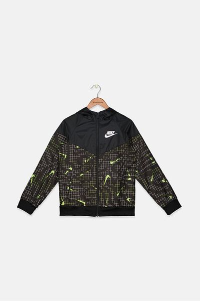 Nike Kids Boy Loose Fit Full Zip Hooded Track Jacket, Black