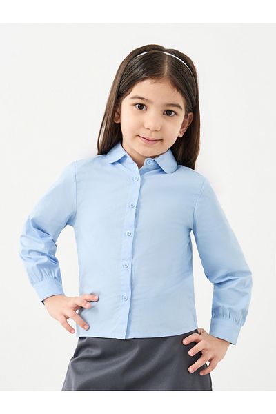 Styli Girls Light Blue Peter Pan Collar Shirt