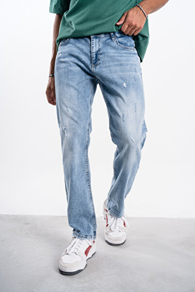 Denim Republic بنطال جينز رجالي أزرق عادي من الليكرا