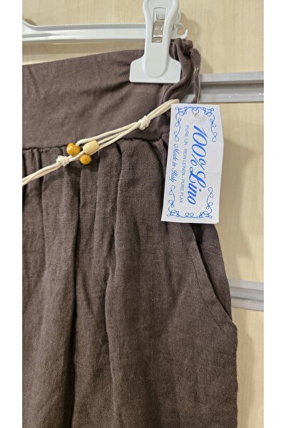 Park Moda Italian Linen Trousers Floral Patterned with Belt