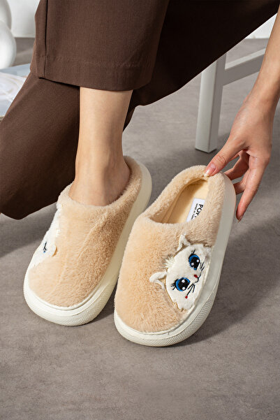 Polomia Comfort Poppy Berlin Γυναικεία φιγούρα Χαριτωμένη πιτζάμες με μοτίβο γάτας βελούδινη ελαφριά αντιολισθητική βάση Eva χειμερινές παντόφλες