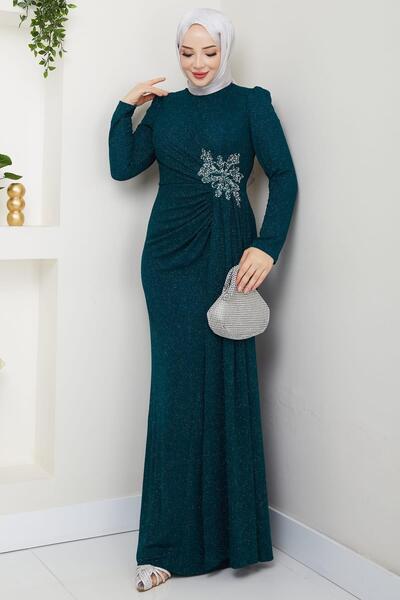 Esilanur Gözde Tesettür Abiye Zümrüt