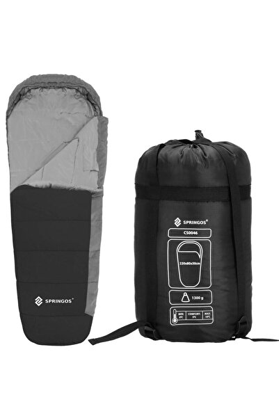 SERSIMO Mummy sleeping bag, with carrying bag, 210x80cm, 0-10degrees, black gray color