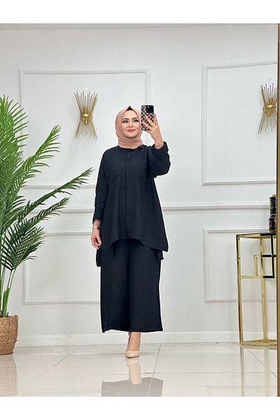 NİSUM MODA Costum casual cu buzunare cu aspect de in