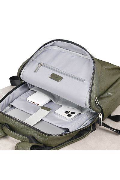 WIWU Osun Series Metal Logo Pu Leather Laptop Backpack Green