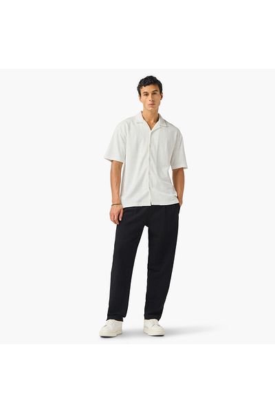 Iconic Regular Fit Textured Shirt with Camp Collar