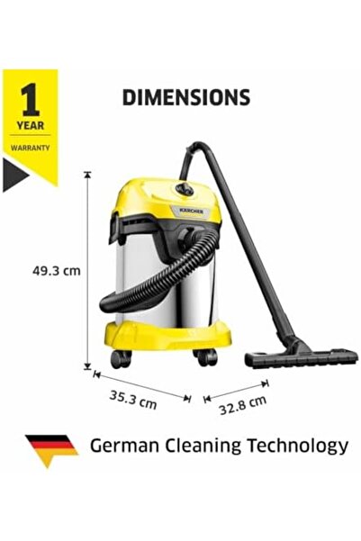 Karcher WD 3 S V-17/4/20 – Solid Liquid Vacuum Cleaner, Powerful Vacuum Cleaner