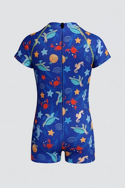 pistyle Boy's Blue Patterned +40 Factor Sun Protection Imported Fabric Swimsuit