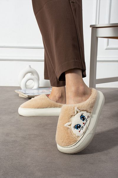 Polomia Comfort Poppy Berlin Figura de femeie Pijamale drăguțe Model de pisică Pluș Ușoare Anti-alunecare Papuci de iarnă cu talpă Eva