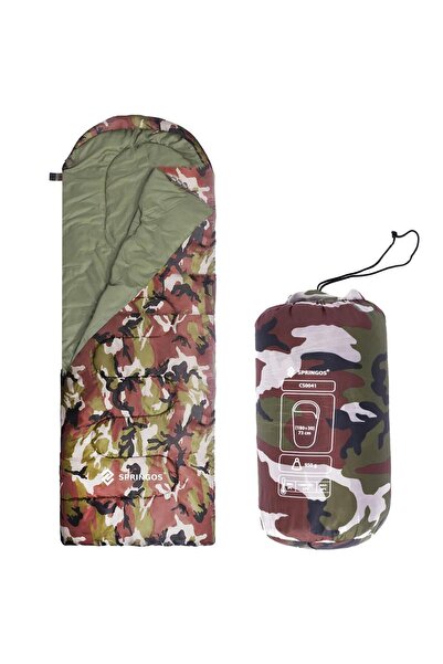 SERSIMO Sac de dormit tip mumie, cu geanta de transport, 210x73cm, 8-20grade, culoare camuflaj