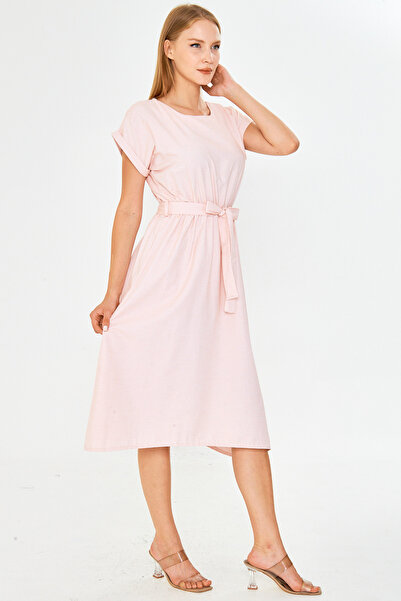 armonika Women's Elastic Waist Tie Dress Arm-18Y001133