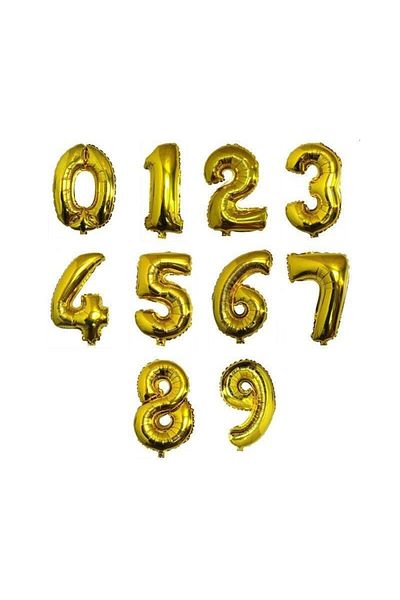 OEM Metallic foil number balloon, height 41 cm, gold Model 0