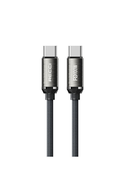 Recci RS45CC Type-C to Type-C PD 100W Örgü Tasarımlı Hızlı Şarj Özellikli Dat...