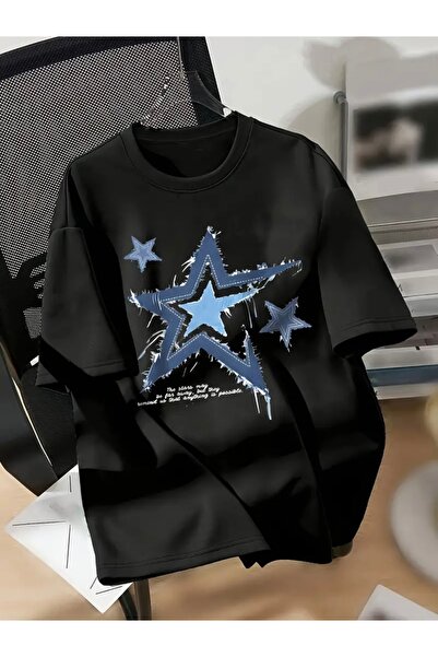 FUFLUNS TRICOU OVERSIZE CU GULER ROTUND CU IMPRIMEU STELE