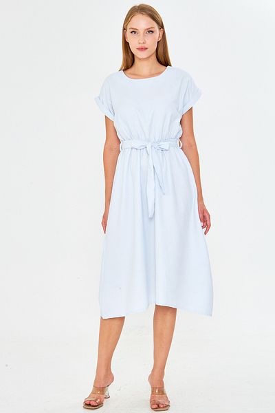 armonika Rochie de damă Baby Blue cu talie elastică cu șireturi ARM-18Y001133