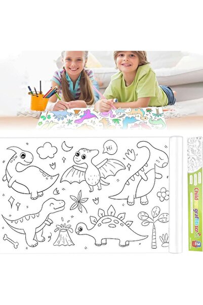 PROCART Rolă autoadezivă cu desene de colorat, model dinozaur, hârtie, 0x300 cm