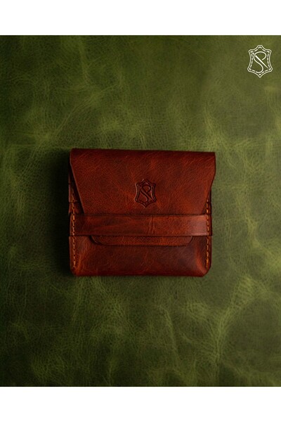 H&B Leather Craft El Yapımı Hakiki Gerçek Deri Kartlık.3 Kart Bölmeli 6 Kart ...