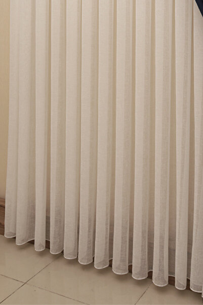 Ta-Ha Perde ve Halı Seamless Plain Stitching Foldet Model Tulle Curtain, Off-White Ironing-Free Tulle Curtain