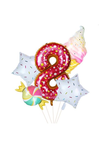 idei Balon folie gigant numărul 8, înălțime 80 cm, decor petrecere, baloane gogoașă, înghețată
