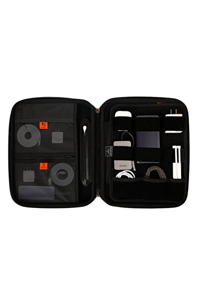 WIWU Parallel Hardshell Darbe Emici Su Geçirmez 900D Polyester Kumaş 11 inç Laptop Çantası Siyah