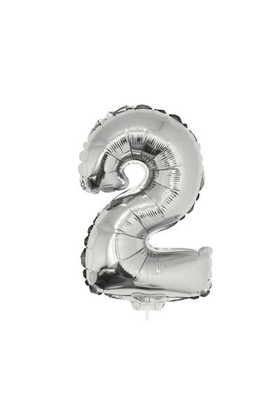 OEM Silver foil number balloon, height 41 cm, metallic Model 2