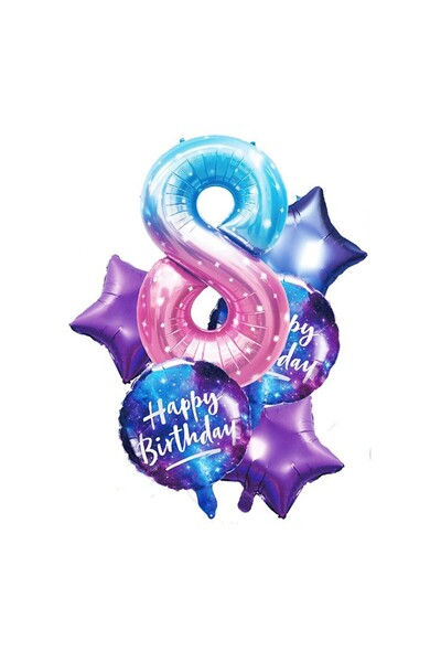 idei Set de 6 baloane din folie metalică, numărul 8, dimensiunea 1 metru