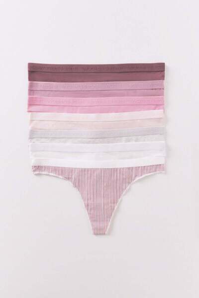 Women'secret Pack of 7 classic white print cotton panties
