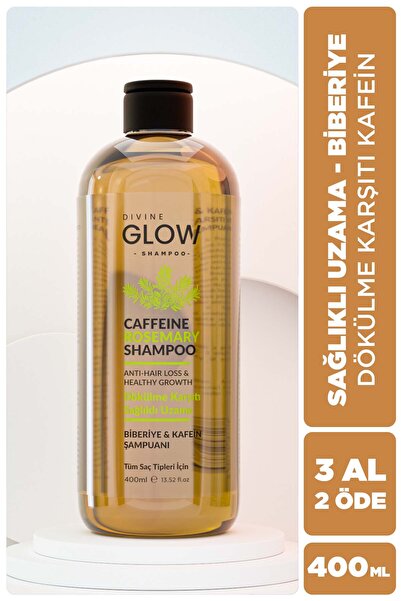 Divine Glow Biberiye ve Kafein Şampuan, Dökülme Karşıtı Sağlıklı Uzama, Kafei...