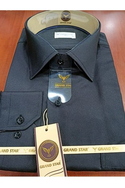 Grand Star Güncüoğlu Battal Size Cotton Satin Fabric Long Sleeve Classic Men's Shirt with Pockets