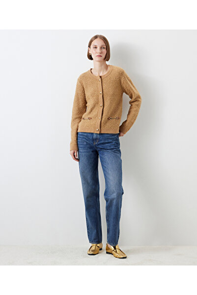 İpekyol سترة قطيفة مع إكسسوارات معدنية