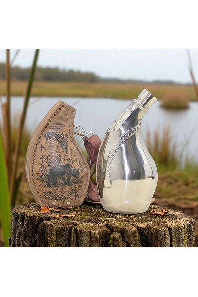 Kuzey Tacı Forest Spirit Leather Case Hunter Flask Vip Camping Compatible Medieval Appearance