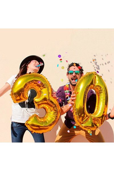 OEM Metallic foil number balloon, height 41 cm, gold Model 0