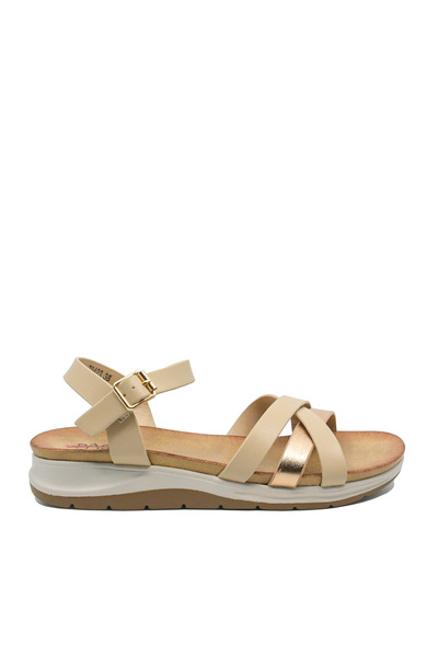 PASS Collection Lightweight women's sandals, nude and bronze straps